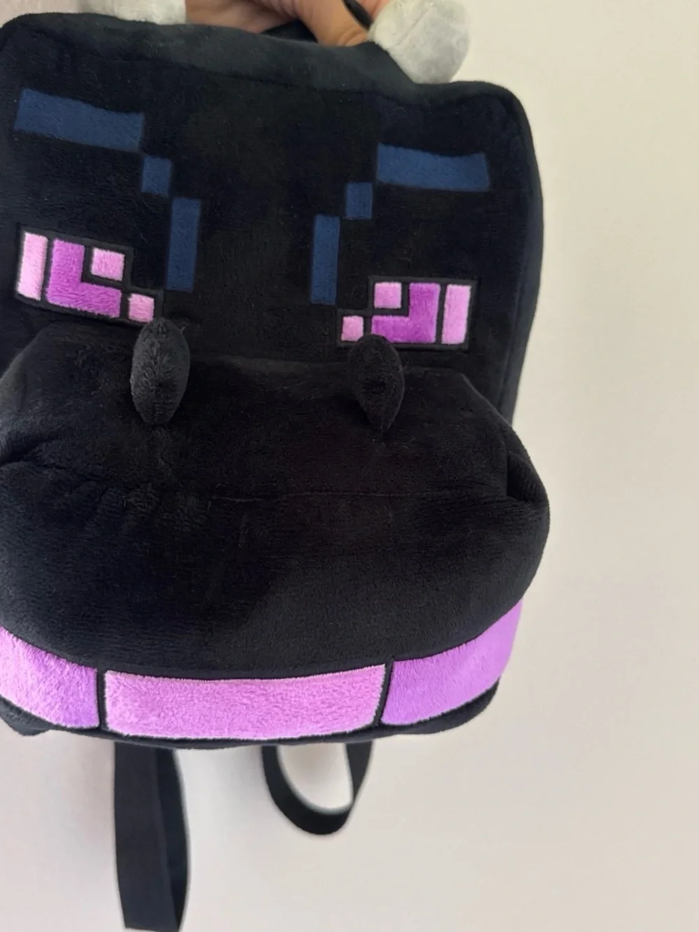 Minecraft Kids Black and Purple Plush Backpack (small pocket)